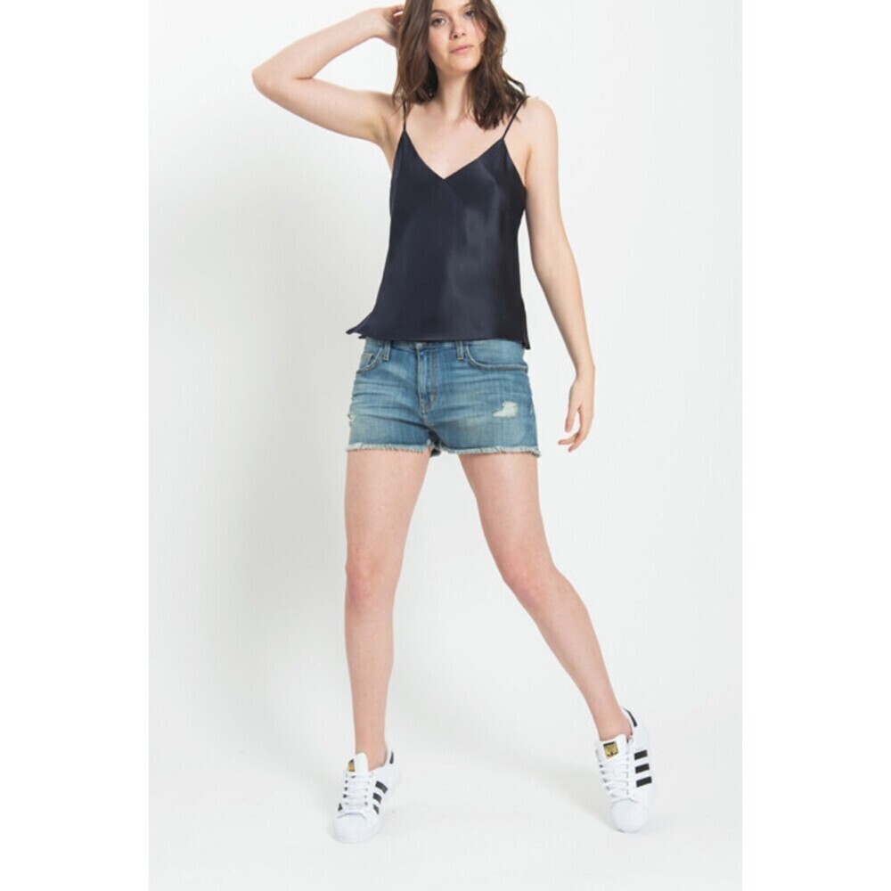 Current Elliott Boyfriend Denim Shorts In Super Loved Destroy Blue Size 26 $210